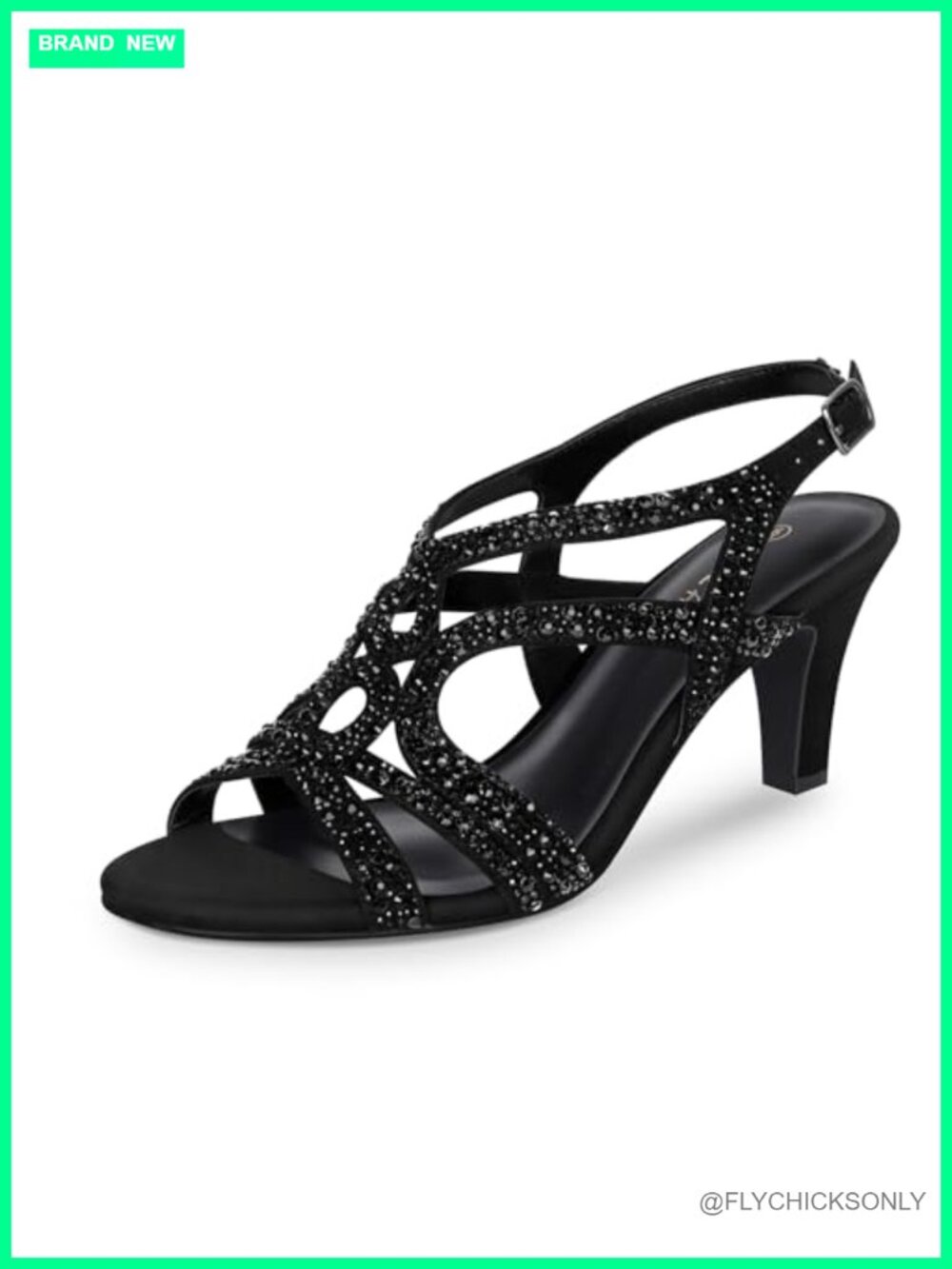 PIZZ ANNU Women's Amelia Sparkle Rhinestone Slingback Heeled Sandals